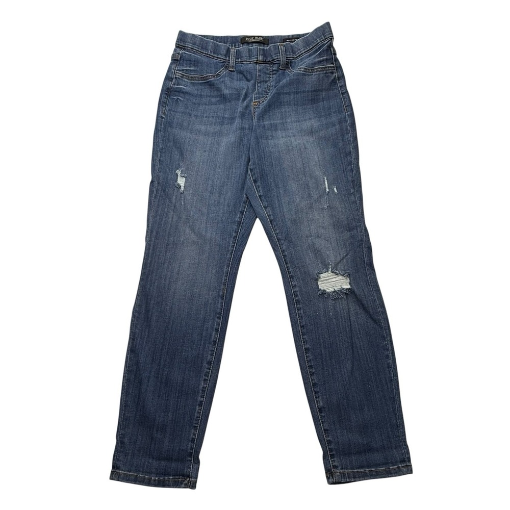 Judy Blue Jeans Womens 11/30 Blue Denim Boyfriend Fit Distressed Medium Wash